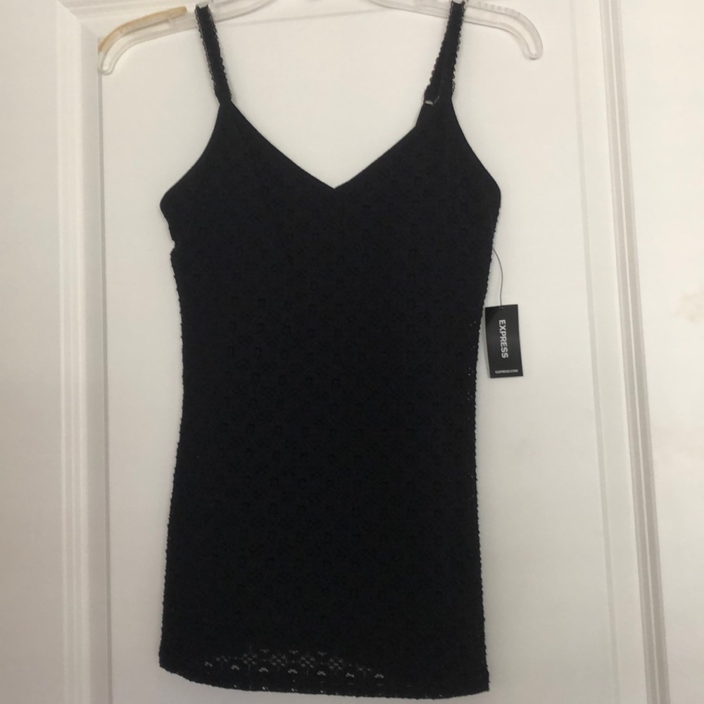 Black women’s cami, see-thru bottom, built-in bra